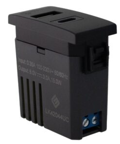 Modulo Presa Caricatore USB 5V 3A  USB-A + USB-C Colore Nero Compatibile Con Bticino Living e Vimar Plana