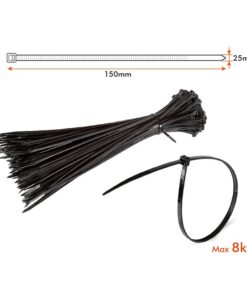 100 Fascette Cablaggio 2.5x150mm Nere Per Legare Fili e Cavi