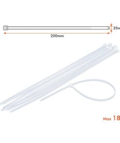 100 Fascette Cablaggio 3.5x200mm Bianche Per Legare Fili e Cavi