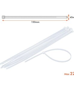 100 Fascette Cablaggio 4.5x150mm Bianche Per Legare Fili e Cavi