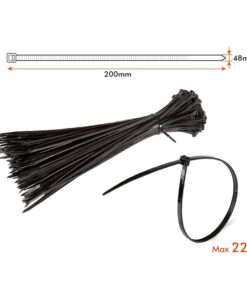 100 Fascette Cablaggio 4.8x200mm Nere Per Legare Fili e Cavi