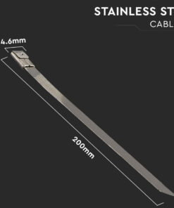 100 Fascette Acciaio Inox 4.6x200mm Stringitubo Metalliche Per Fili e Cavi