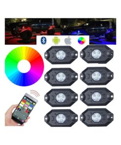 Kit Mini RGB Rock Light Bluetooth APP Sensore Musica Con 8 Luci Led 12V 24V IP68 Sottoscocca Per Jeep Off Road SUV Barca