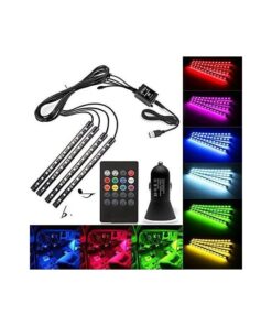 Alternative view of Kit Striscia Barra Led RGB 4X18cm 12V Telecomando IR Sensore Voce Musica Controllo IP67 Per Decorazione Auto Interno Esterno
