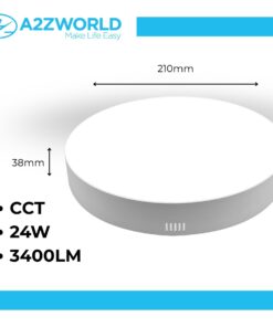 Plafoniera Pannello Led CCT Rotondo D210X38mm 24W 3400LM Montaggio a Plafone