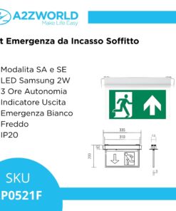 Alternative view of Kit Emergenza Da Incasso Soffitto Modalita SA e SE Led Samsung 2W 3 Ore Autonomia Indicatore Uscita Emergenza Bianco Freddo IP20 SKU-835