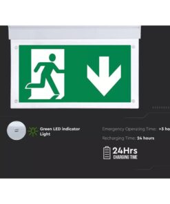 Kit Emergenza Da Parete Muro Soffitto Orientabile 90 Gradi Modalita SA e SE Led Samsung 2W 3 Ore Autonomia Indicatore Uscita Emergenza SKU-836