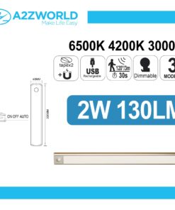 Lampada Barra LED con Sensore di Movimento 2W 130lm 300X40X8mm CCT Dimmerabile 3 Modalità, Batteria Ricaricabile USB 5V 1A, con Calamita, Slim per Armadi e Mobili, Sotto Pensile, Anche In Auto Camper