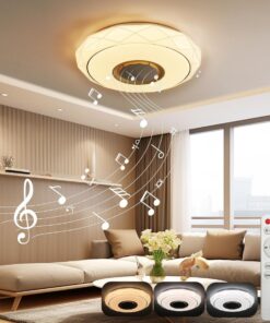 Plafoniera LED CCT Bluetooth Con Altoparlante Musica 48W 4700lm D410x95mm 140° con Telecomando 25-30mmq