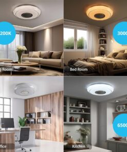 Plafoniera LED CCT Bluetooth Con Altoparlante Musica 48W 4700lm D410x95mm 140° con Telecomando 25-30mmq