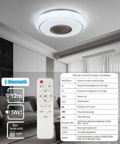 Plafoniera LED CCT Bluetooth Con Altoparlante Musica 48W 4700lm D410x95mm 140° con Telecomando 25-30mmq