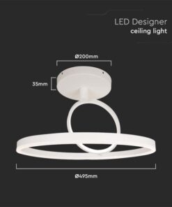 Plafoniera Lampadario LED 37W 4000lm Doppio Anelli Incrociate Colore Bianco D495mm 4000K SKU-14985