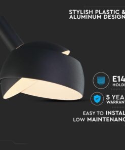 Lampadario LED con Paralume in Alluminio e Portalampada E14 (Max 60W) Colore Nero SKU 3921