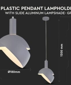 Lampadario LED con Paralume in Alluminio e Portalampada E14 (Max 60W) Colore Grigio SKU 3922