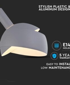 Lampadario LED con Paralume in Alluminio e Portalampada E14 (Max 60W) Colore Grigio SKU 3922