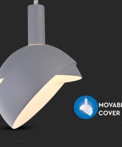 Lampadario LED con Paralume in Alluminio e Portalampada E14 (Max 60W) Colore Grigio SKU 3922