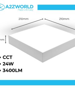 Plafoniera Pannello Led CCT Quadrato 210X210X43mm 24W 3400LM Montaggio a Plafone
