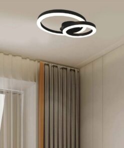 Plafoniera Lampadario LED 20W 2130LM Design Moderno a due Anelli 450X105mm Colore Nero 3000K SKU-7000
