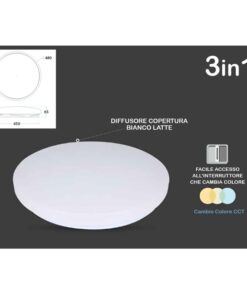 Alternative view of Plafoniera A Led Da Soffitto CCT Rotondo 36W D480mm Cambia Colore 3 in 1 3000K 4000K 6400K SKU-217609