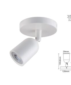 Plafoniera Portafaretto GU10 Testa Singola Rotondo Orientabile Montaggio a Plafone Colore Bianco SKU-7980