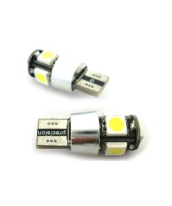 Lampada Led Canbus T10 W5W Luci di Posizione 12V 5 Smd Bianco No Errore New Con Resistenza
