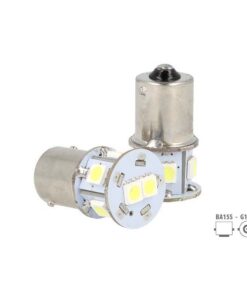 2 Pezzi Lampade LED Canbus BA15S G18,5 R5W R10W No Errore Bianco 12V Luci Posizione Piedi Dritti 7 SMD 5050