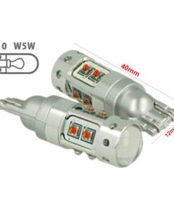 Lampada Led T10 T15 WY16W 12V 50W Arancione 10 Smd Cree Con Lente Per Freccia