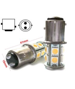 2 Lampade LED Barca BAY15D Bianco Caldo 12V 24V 3W No Polarità 13 SMD 5050 G18,5