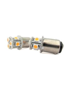 2 Lampade LED Barca BAY15D Bianco Caldo 12V 24V 2W No Polarità 8 SMD 5050 G18,5