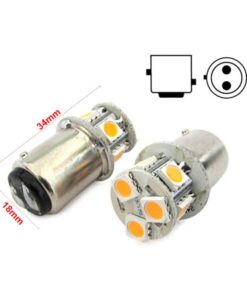 2 Lampade LED Barca BAY15D Bianco Caldo 12V 24V 2W No Polarità 8 SMD 5050 G18,5