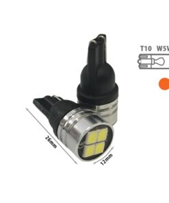 24V Lampada LED T10 W5W Arancione con 4 SMD 2835 Frontale No Polarità per Frecce Durata Garantita