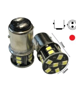 24V Lampada LED BAY15D 1157 P21/5W Rosso 16 SMD 2835 No Polarità 360° Durata Garantita
