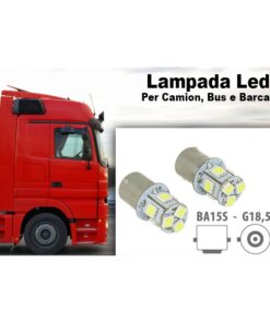 24V Lampada LED Canbus BA15S G18,5 R5W Blu Piedi Dritti 8 SMD 5050 per Camion Bus Barca