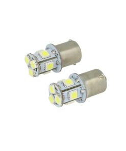 2 Lampade LED Canbus BA15S G18,5 R5W Verde 24V 8 SMD 5050 Piedi Dritti Camion Bus Barca
