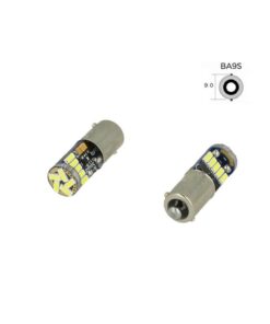 Lampadina Led Canbus T4W BA9S Piedi Dritti 15 Smd 4014 Bianco No Errore Check Luci 12V Senza Polarita