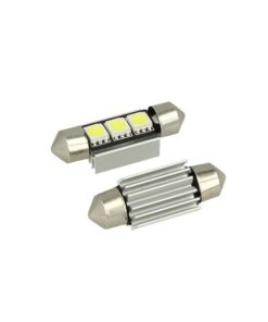 24V Lampada LED Siluro Canbus T11 C5W 36mm 3 SMD 5050 Verde con Dissipatore Alluminio per Camion Bus Barca