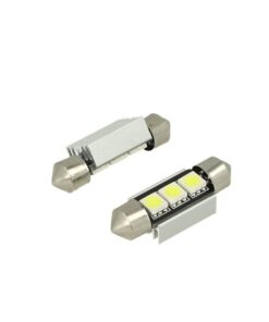 24V Lampada LED Siluro Canbus T11 C5W 36mm 3 SMD 5050 Verde con Dissipatore Alluminio per Camion Bus Barca
