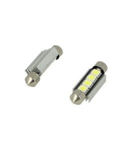 24V Lampada LED Siluro Canbus T11 C5W 42mm 4 SMD 5050 Giallo Arancione con Dissipatore Alluminio per Camion Bus Barca