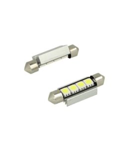 24V Lampada LED Siluro Canbus T11 C5W 42mm 4 SMD 5050 Rosso con Dissipatore Alluminio per Camion Bus Barca