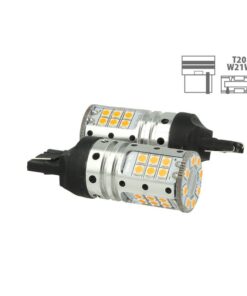 Lampada Led T20 W21W WY21W 7440 Canbus 12V 25W Reale Arancione Per Frecce No Errore 32 Smd 3030