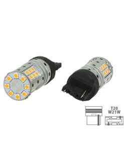 Lampada Led T20 W21W WY21W 7440 Canbus 12V 25W Reale Arancione Per Frecce No Errore 32 Smd 3030