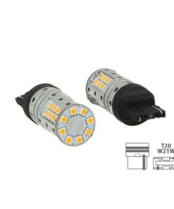Lampada Led T20 W21W WY21W 7440 Canbus 12V 25W Reale Arancione Per Frecce No Errore 32 Smd 3030