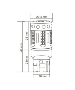 Lampada Led 7440 T20 W21W 100% Canbus 12V 21W Effettiva Bianco 6000K Con Ventola In Testa