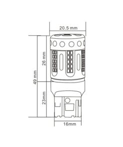 Lampada Led 7443 CK T20 W21/5W 100% Canbus 12V 21/5W Effettiva Bianco 6000K Con Ventola In Testa