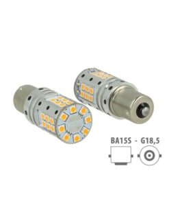 Lampada Led 1156 BA15S P21W Canbus 12V 25W Reale Arancione Per Frecce No Errore 32 Smd 3030