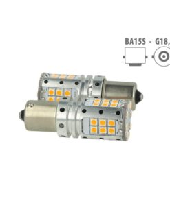 Lampada Led 1156 BA15S P21W Canbus 12V 25W Reale Arancione Per Frecce No Errore 32 Smd 3030