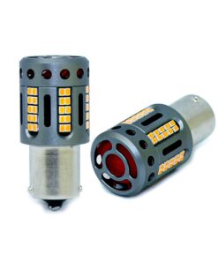 Alternative view of Lampada Led 1156 BA15S P21W 100% Canbus 12V 21W Effettiva Arancione Piedi Dritti Con Ventola In Testa