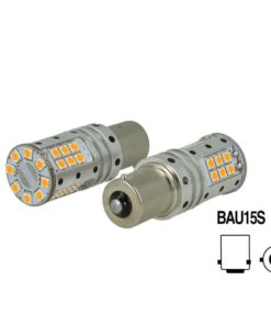 Lampada Led BAU15S PY21W Canbus 12V 25W Reale Arancione Piedi Storti Per Frecce No Errore 32 Smd 3030