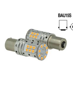 Lampada Led BAU15S PY21W Canbus 12V 25W Reale Arancione Piedi Storti Per Frecce No Errore 32 Smd 3030