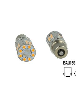 Lampada Led BAU15S PY21W Canbus 12V 25W Reale Arancione Piedi Storti Per Frecce No Errore 32 Smd 3030